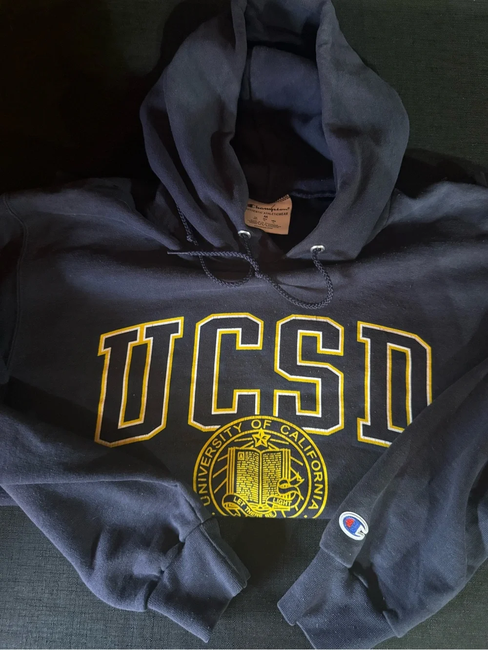 Champion Navy and Gold UCSD Pullover Hoodie